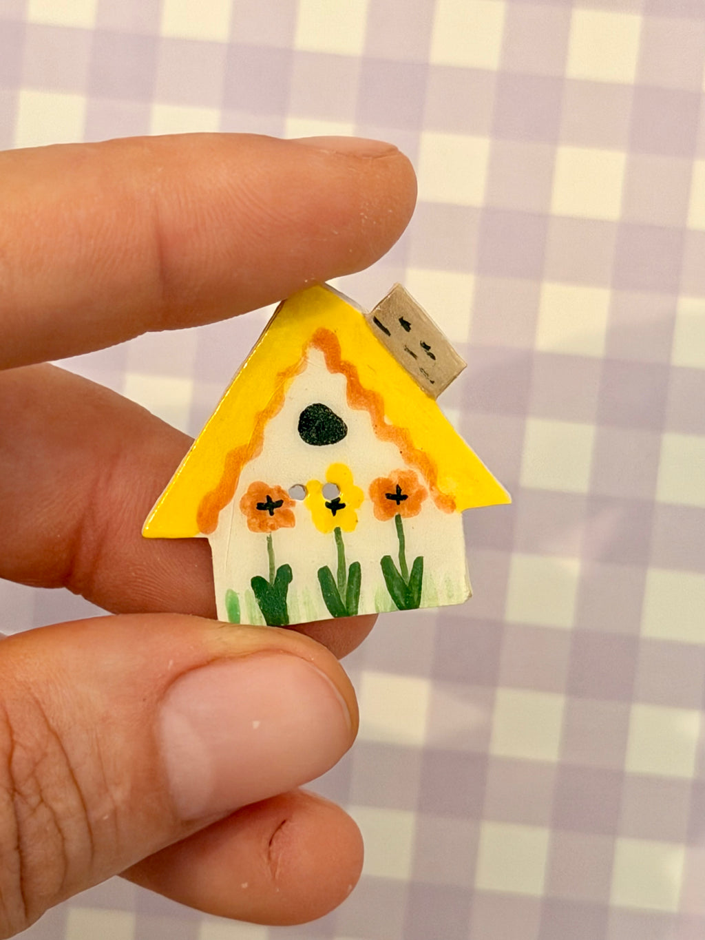 Handmade Ceramic Button for Cross Stitch – Spring House