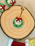 Handmade Ceramic Button for Cross Stitch – Christmas Wreath