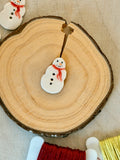 Handmade Ceramic Button for Cross Stitch – Snowman #2