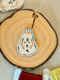 Handmade Ceramic Button for Cross Stitch – Snowman #3