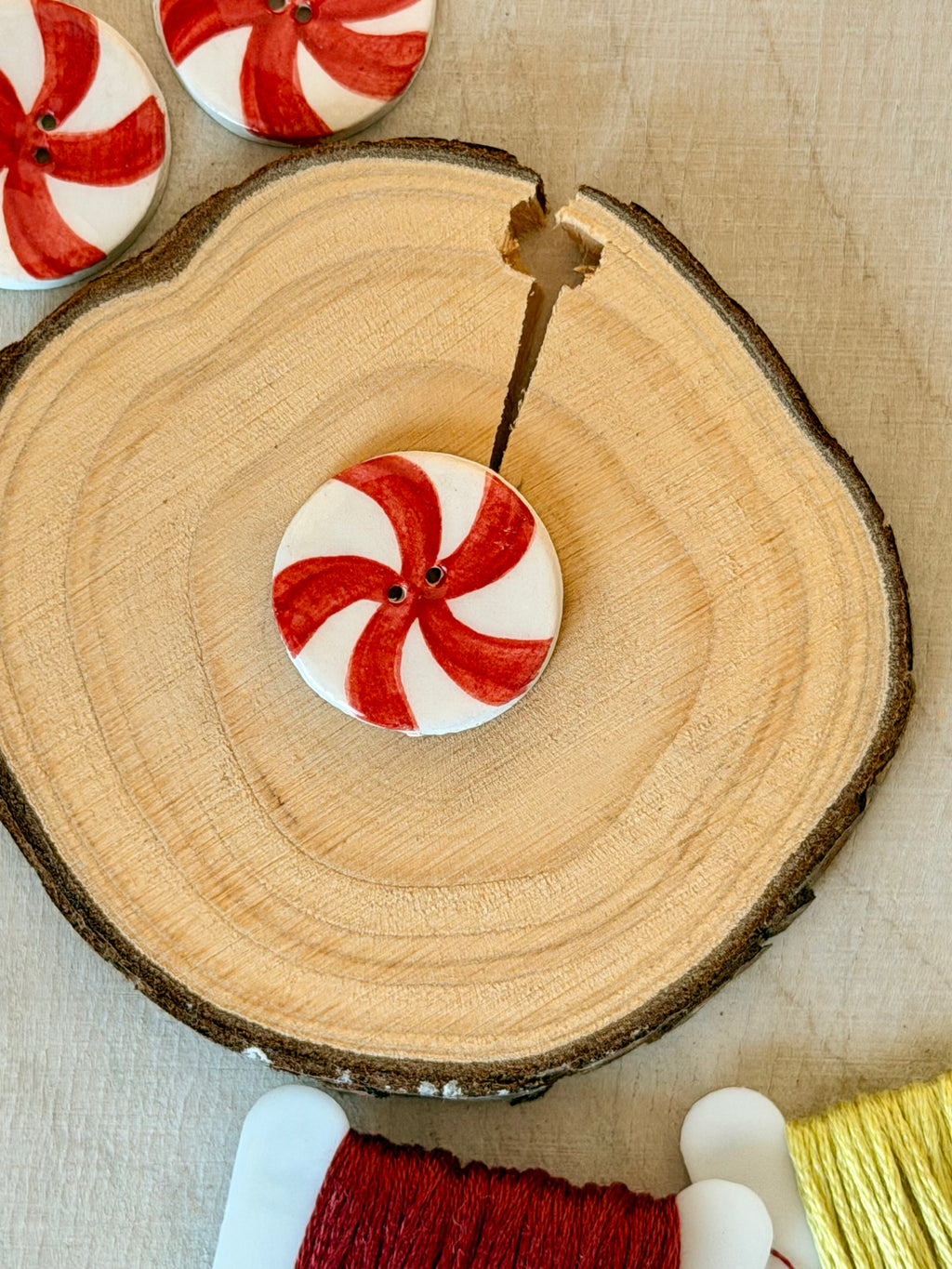 Handmade Ceramic Button for Cross Stitch – Round Candy Big