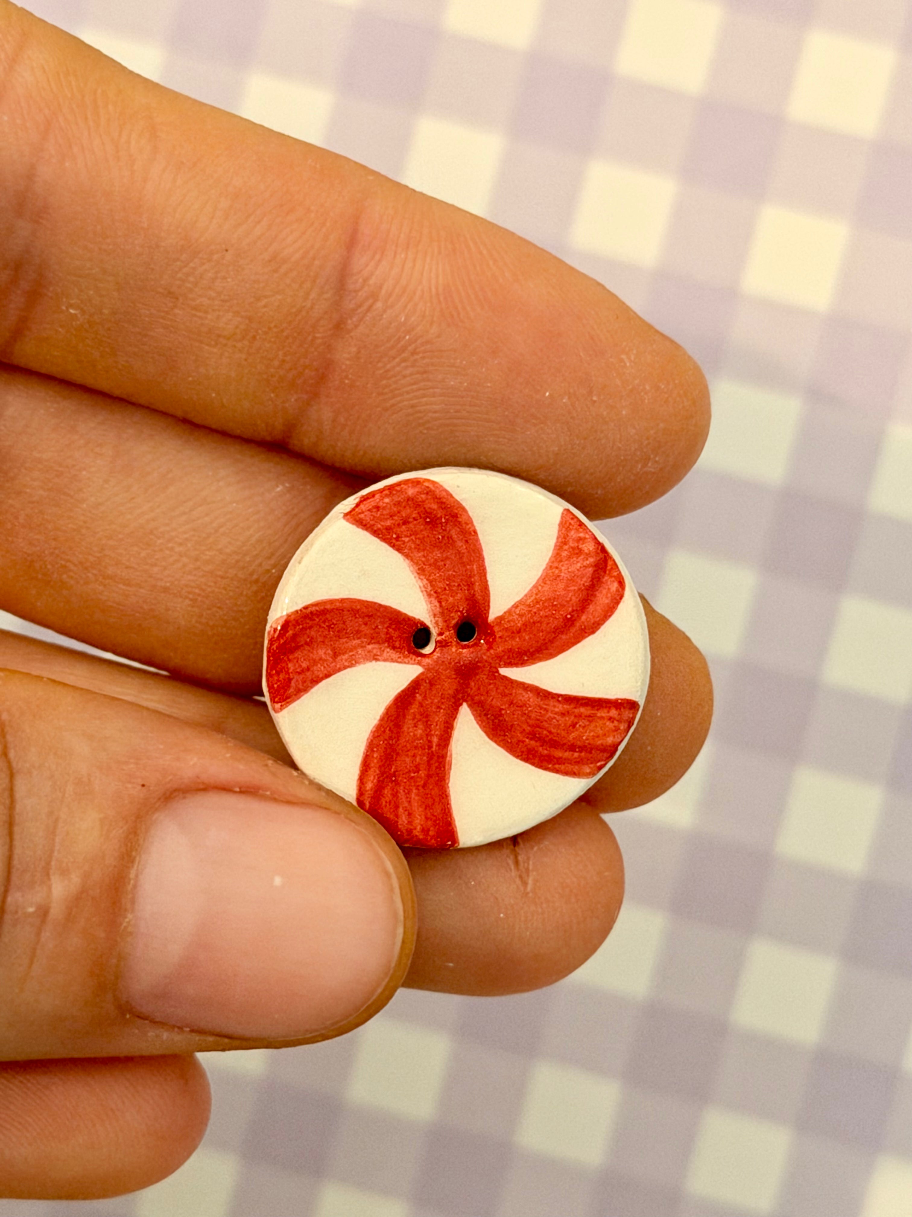 Handmade Ceramic Button for Cross Stitch – Round Candy Big