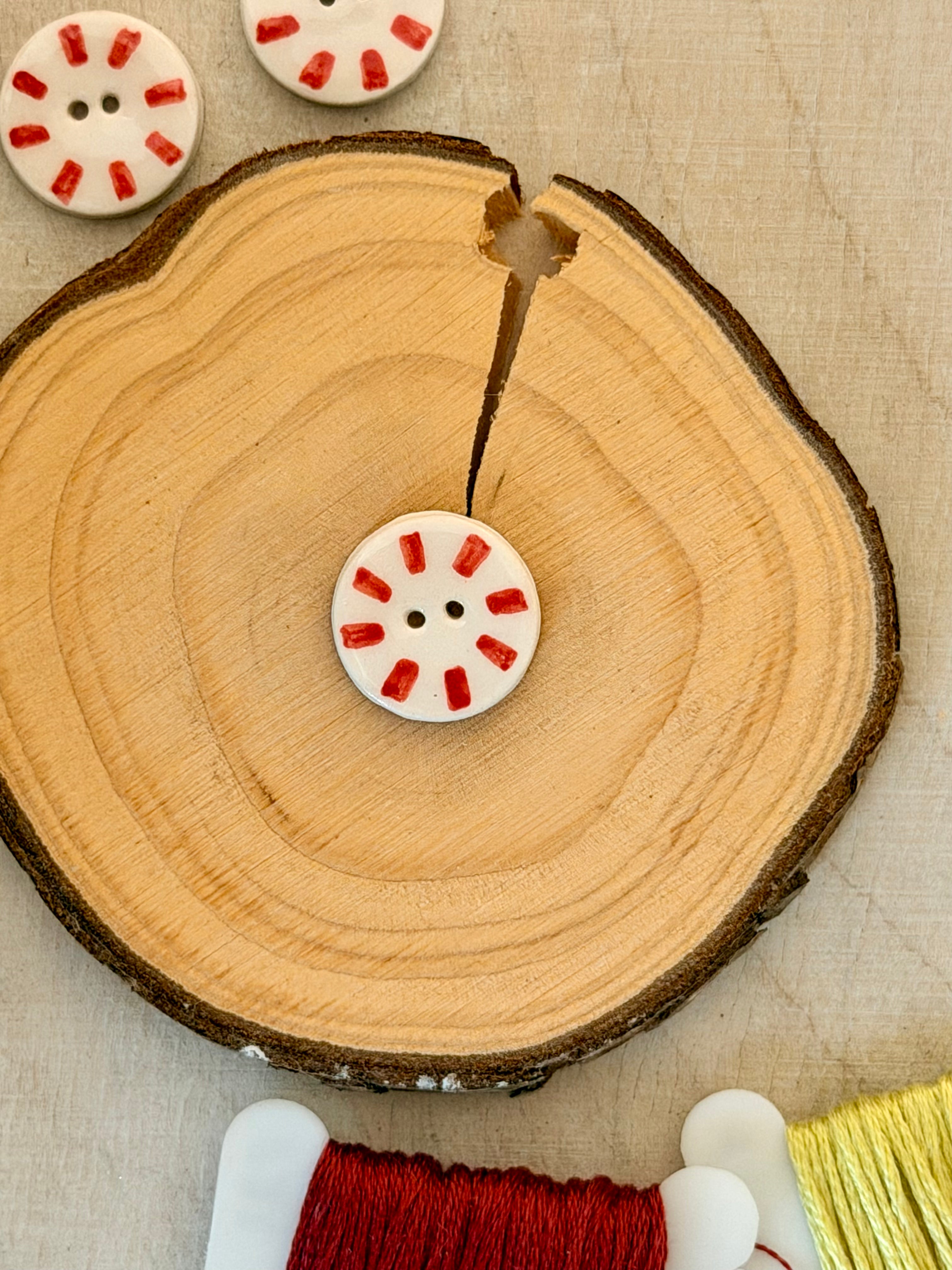 Handmade Ceramic Button for Cross Stitch – Round Candy Small