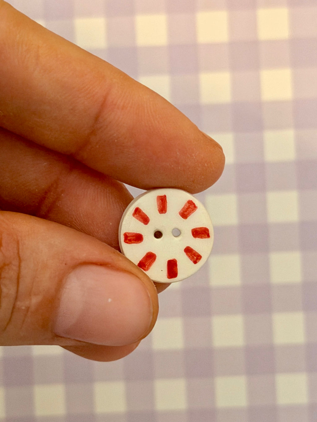 Handmade Ceramic Button for Cross Stitch – Round Candy Small