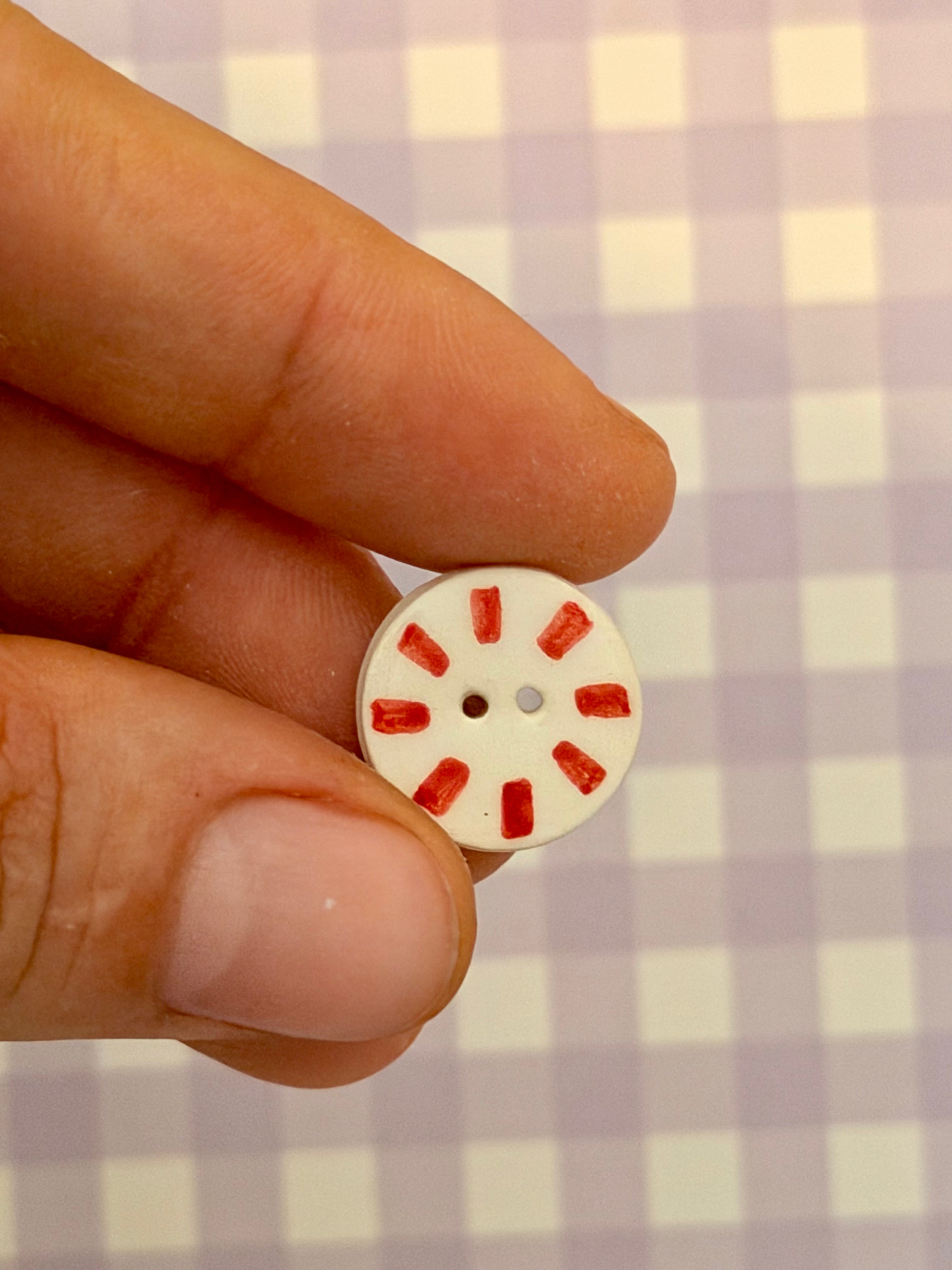 Handmade Ceramic Button for Cross Stitch – Round Candy Small