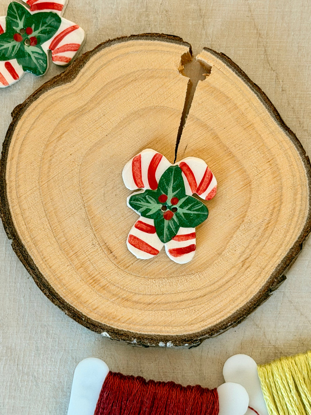 Handmade Ceramic Button for Cross Stitch – Candy Sticks