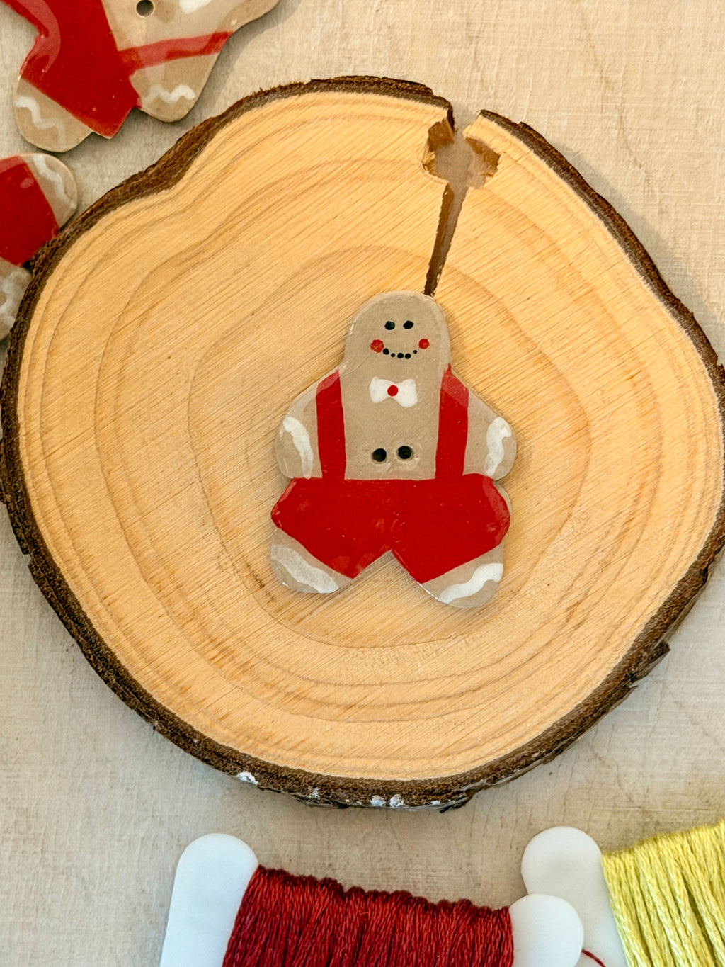 Handmade Ceramic Button for Cross Stitch – Gingerbread #1