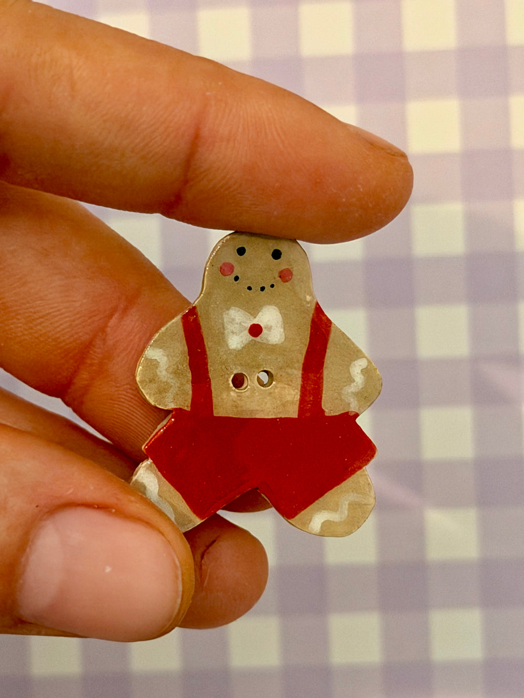 Handmade Ceramic Button for Cross Stitch – Gingerbread #1