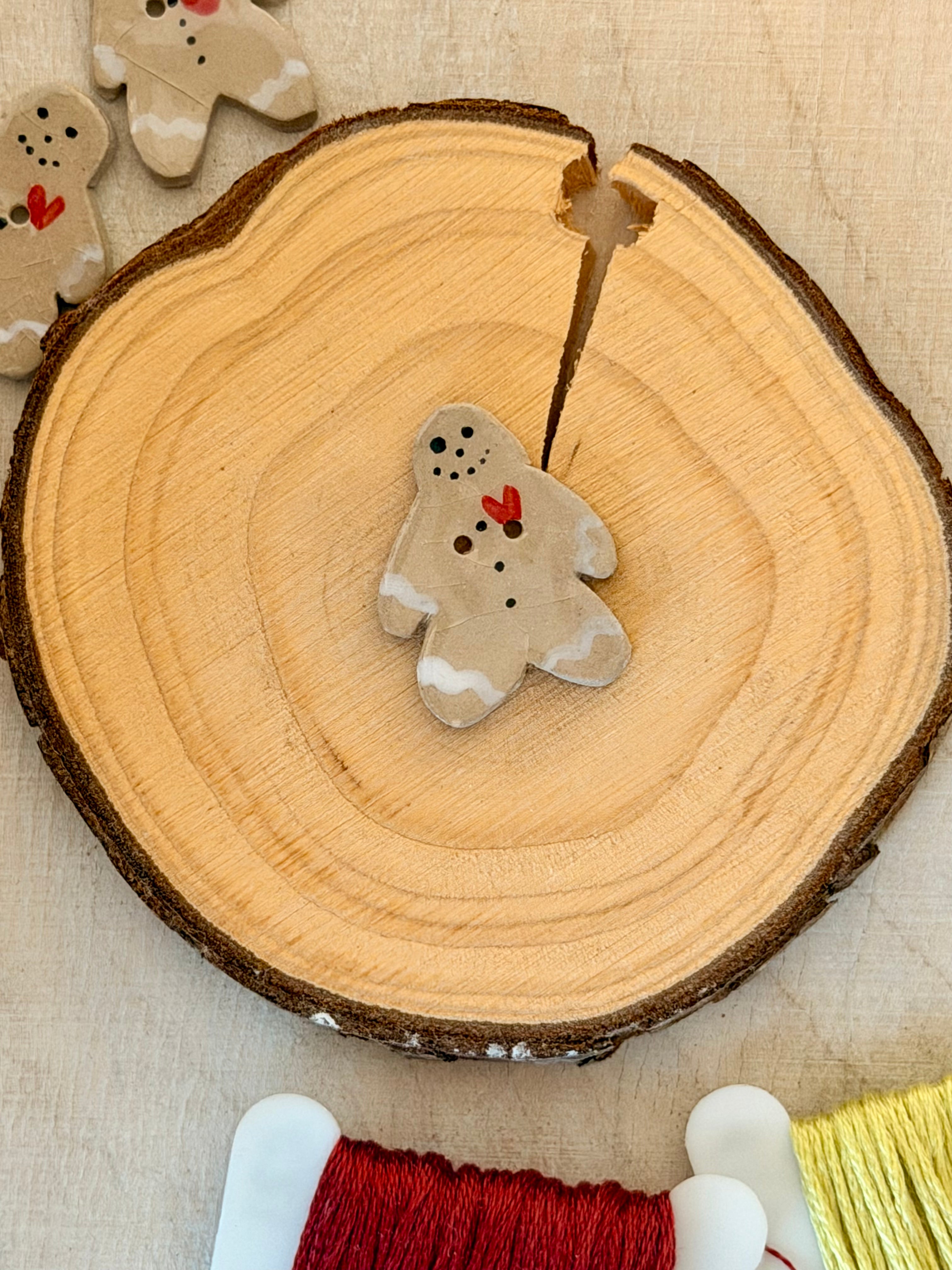 Handmade Ceramic Button for Cross Stitch – Gingerbread #2