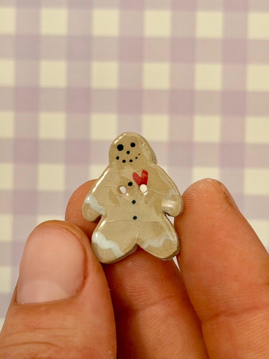 Handmade Ceramic Button for Cross Stitch – Gingerbread #2