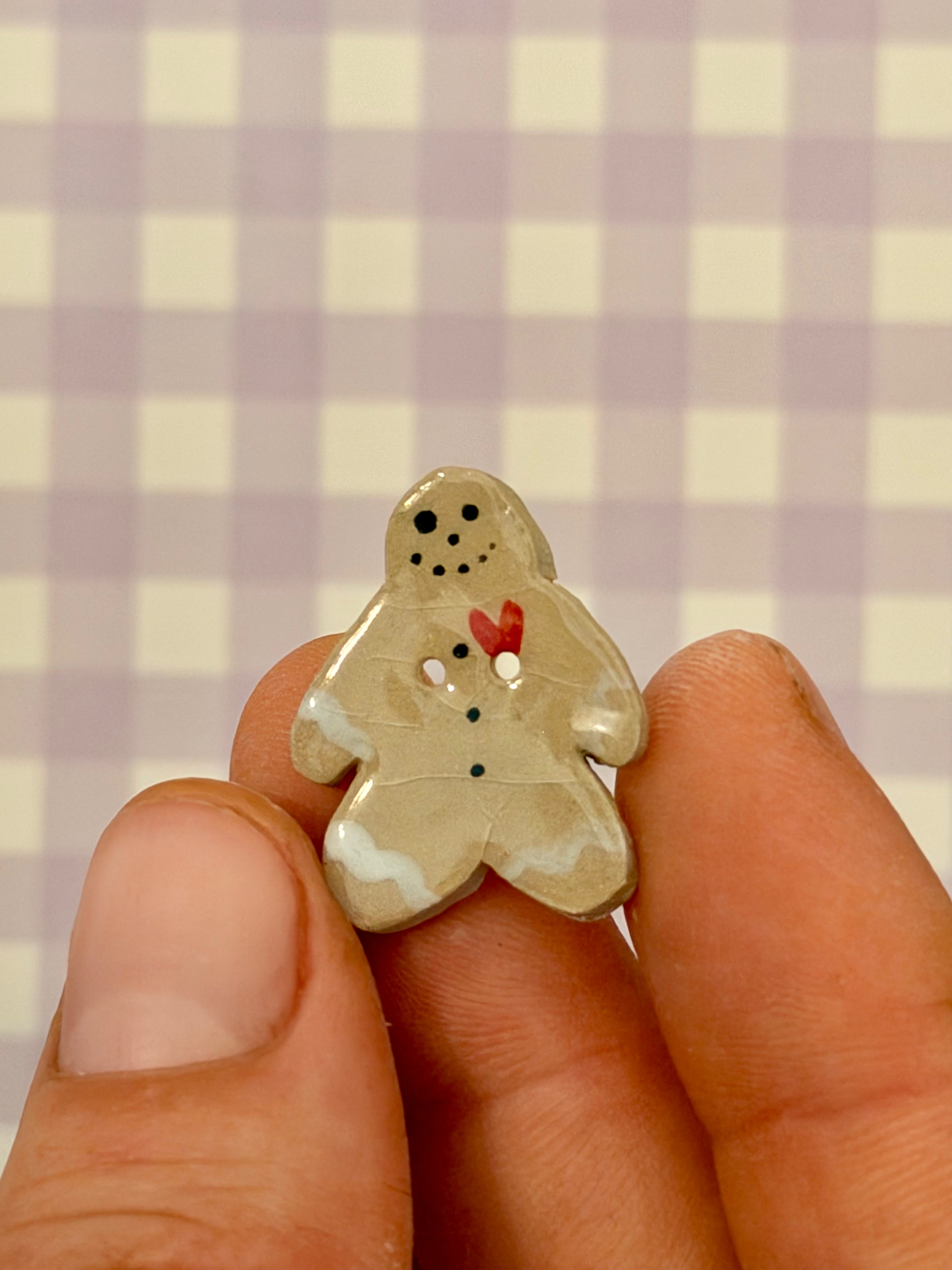 Handmade Ceramic Button for Cross Stitch – Gingerbread #2