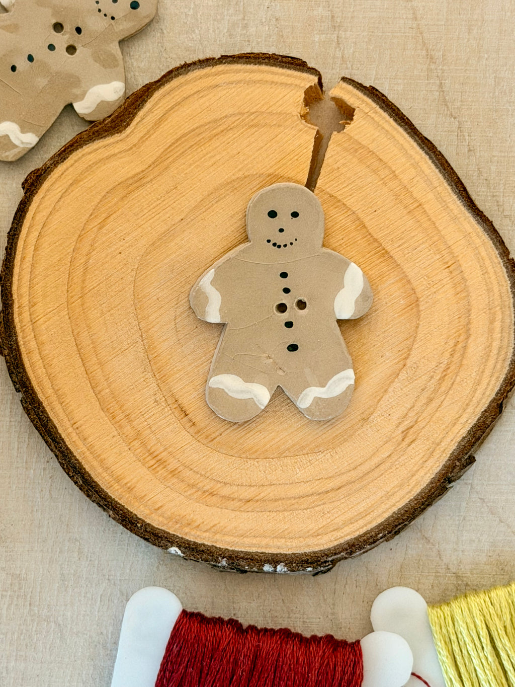 Handmade Ceramic Button for Cross Stitch – Gingerbread #3