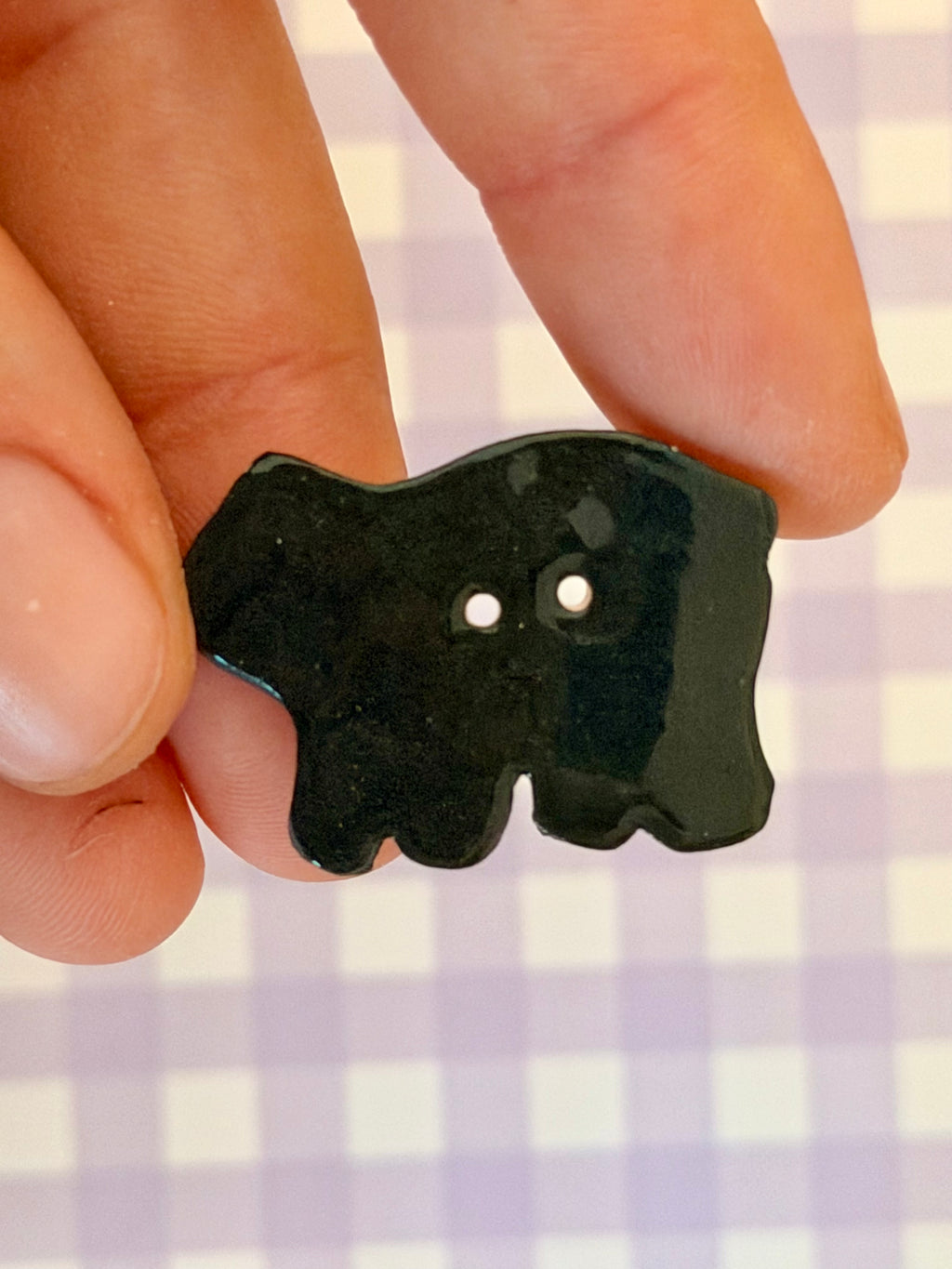 Handmade Ceramic Button for Cross Stitch – Black Bear