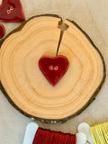 Handmade Ceramic Button for Cross Stitch – Red Heart