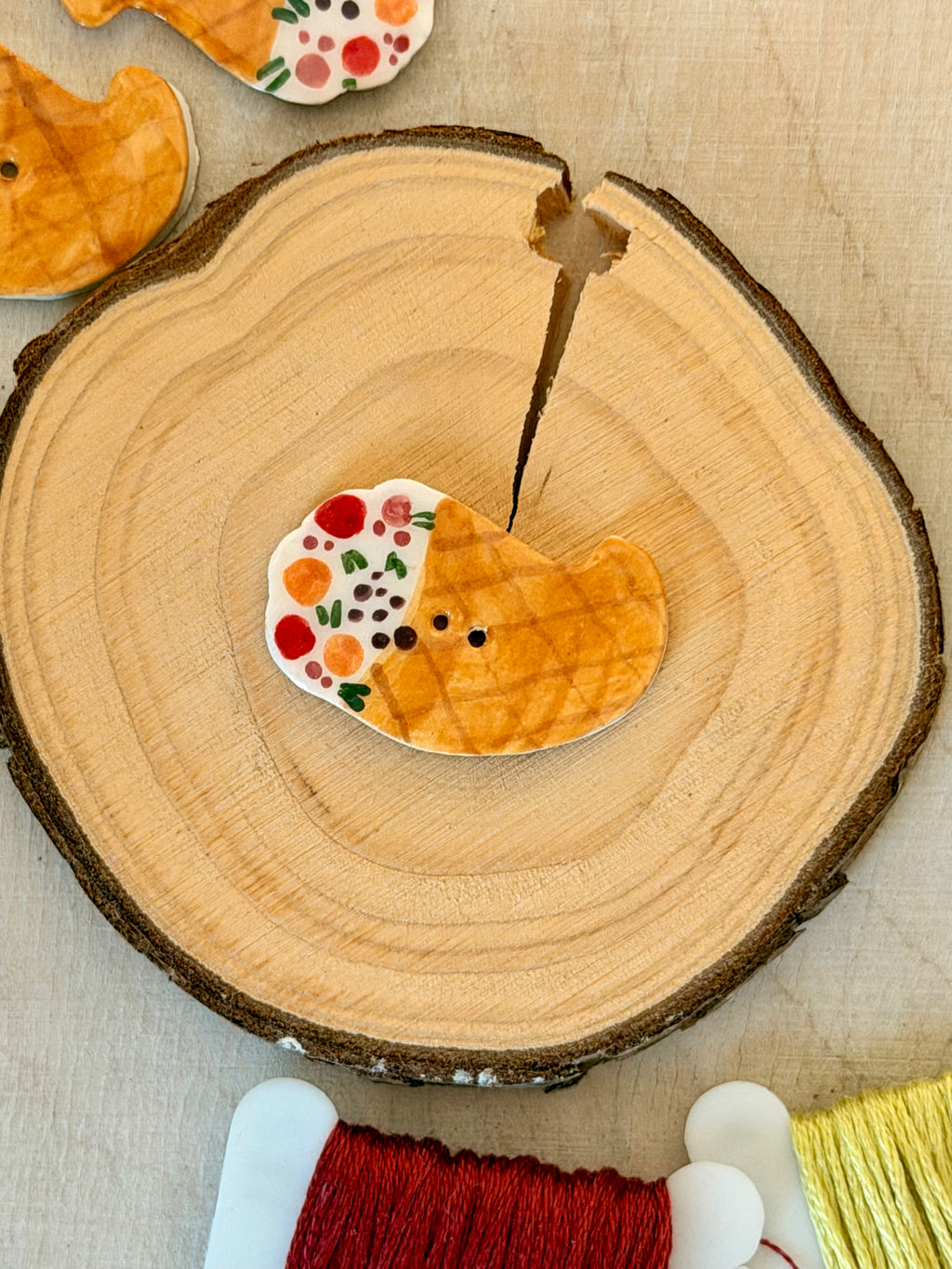 Handmade Ceramic Button for Cross Stitch – Cornucopia