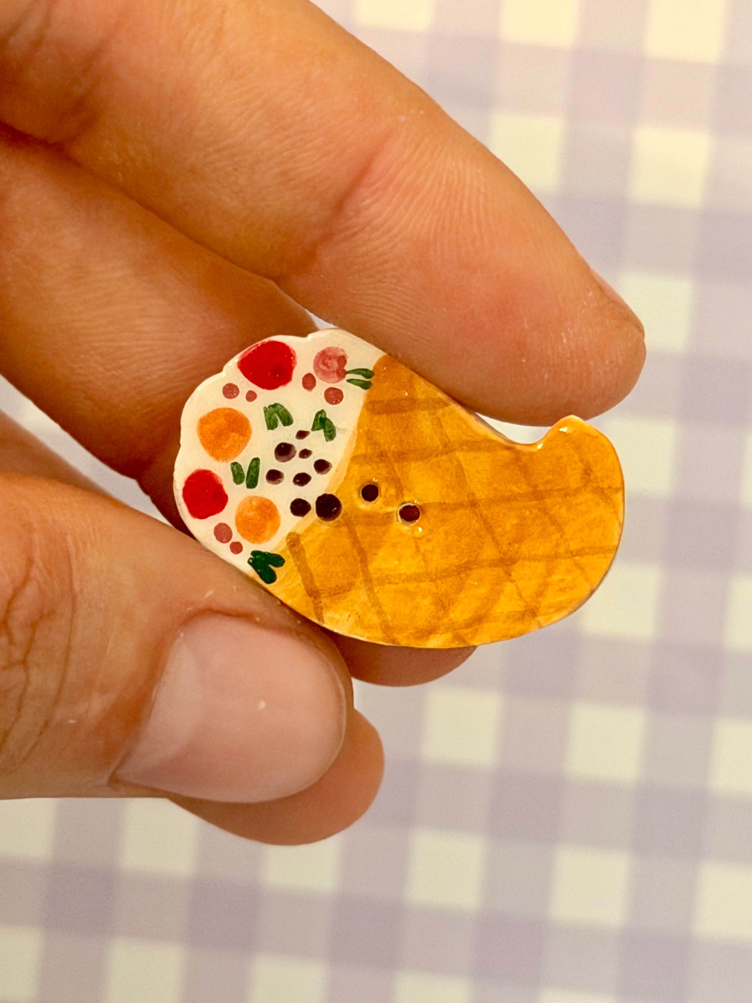 Handmade Ceramic Button for Cross Stitch – Cornucopia