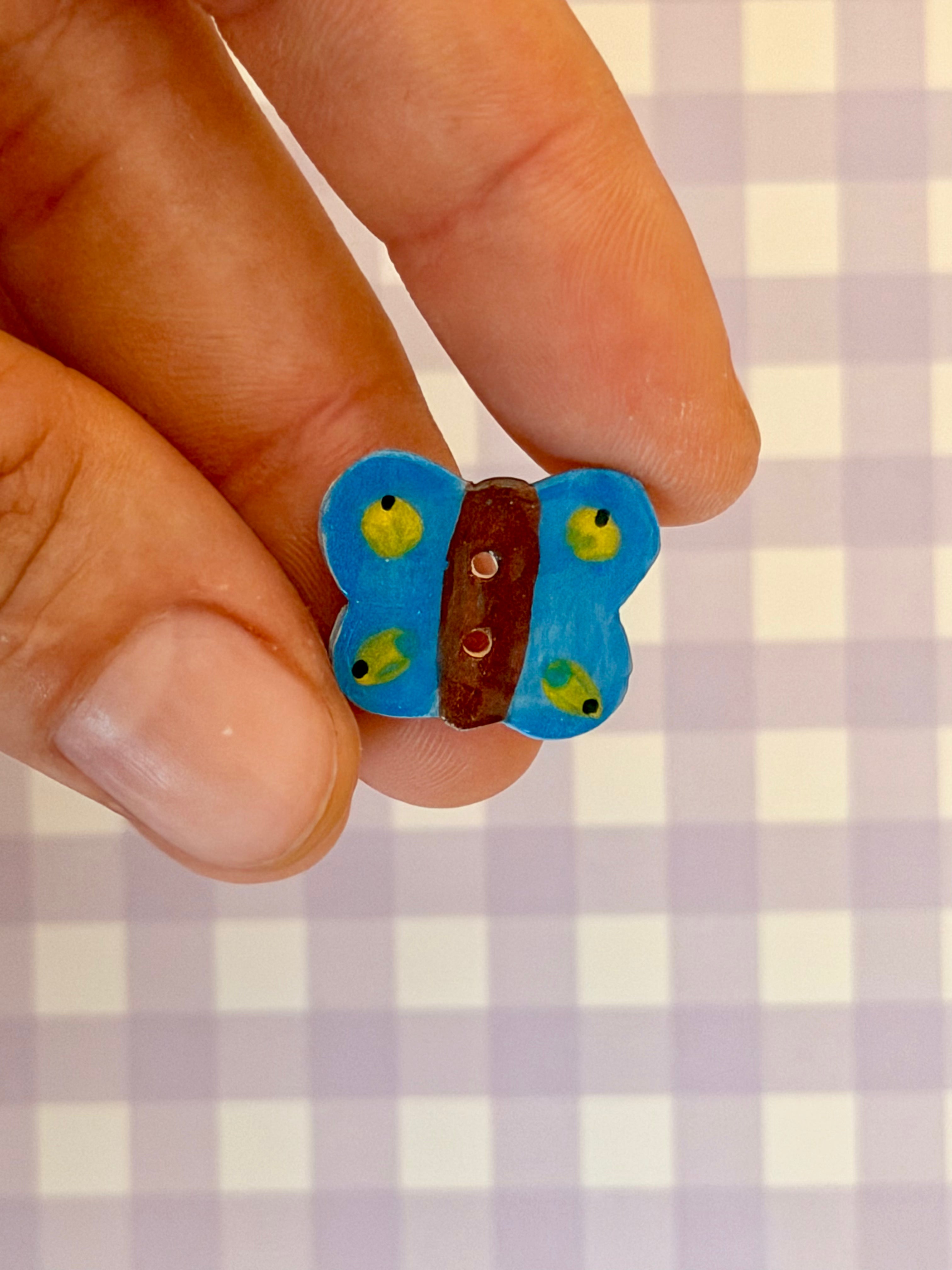Handmade Ceramic Button for Cross Stitch – Butterfly #3