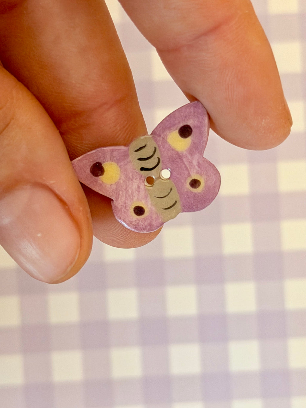 Handmade Ceramic Button for Cross Stitch – Butterfly #4