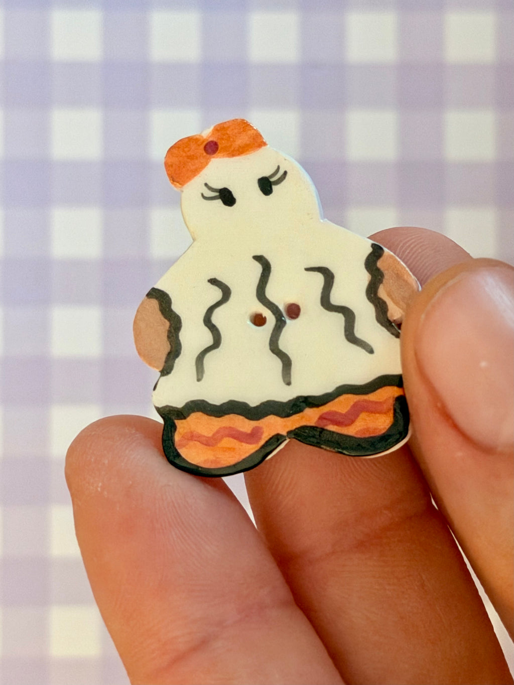 Handmade Ceramic Button for Cross Stitch – Ghost #4