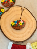 Handmade Ceramic Button for Cross Stitch – Flower Basket