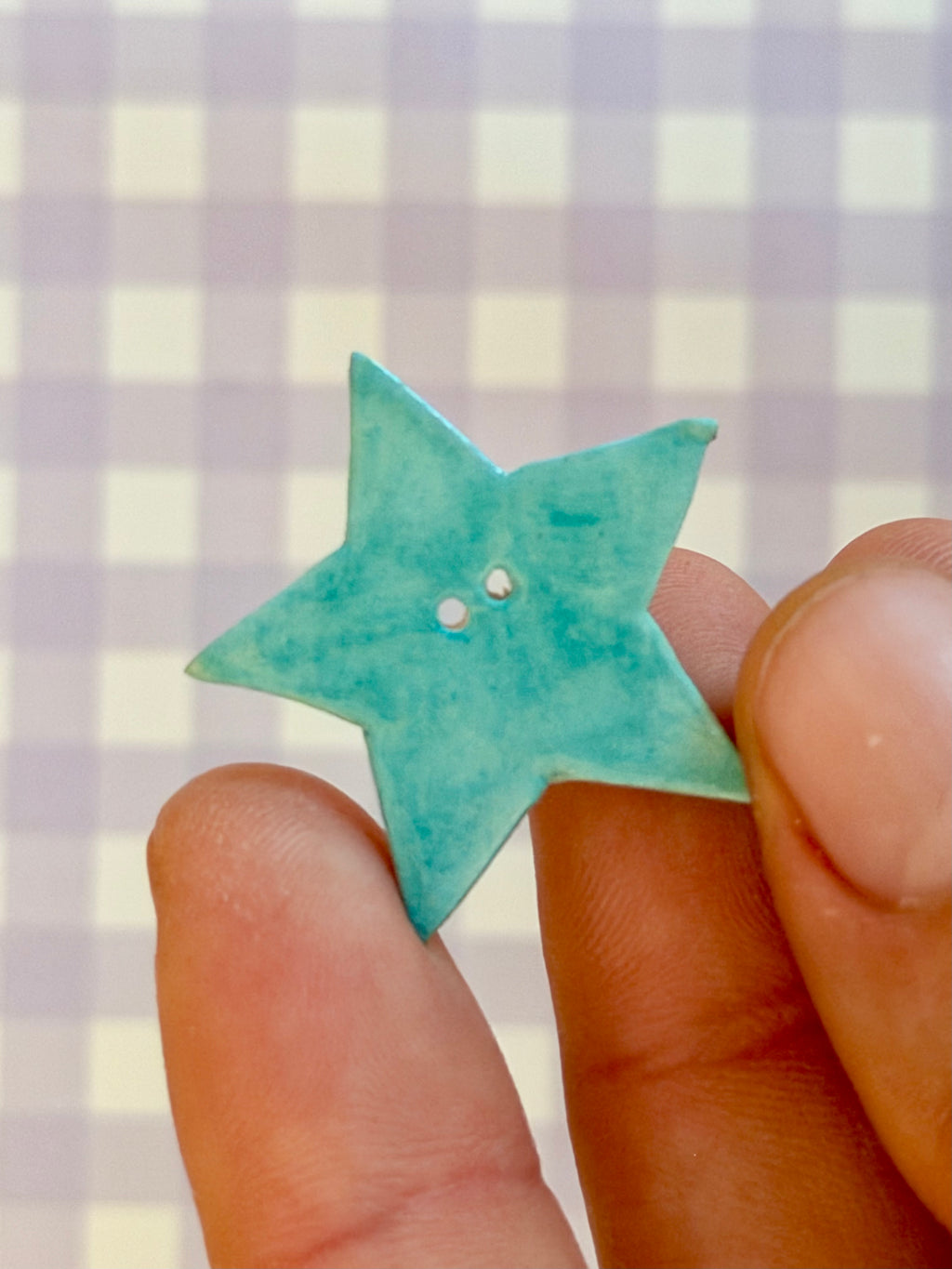 Handmade Ceramic Button for Cross Stitch – Blue Star Big