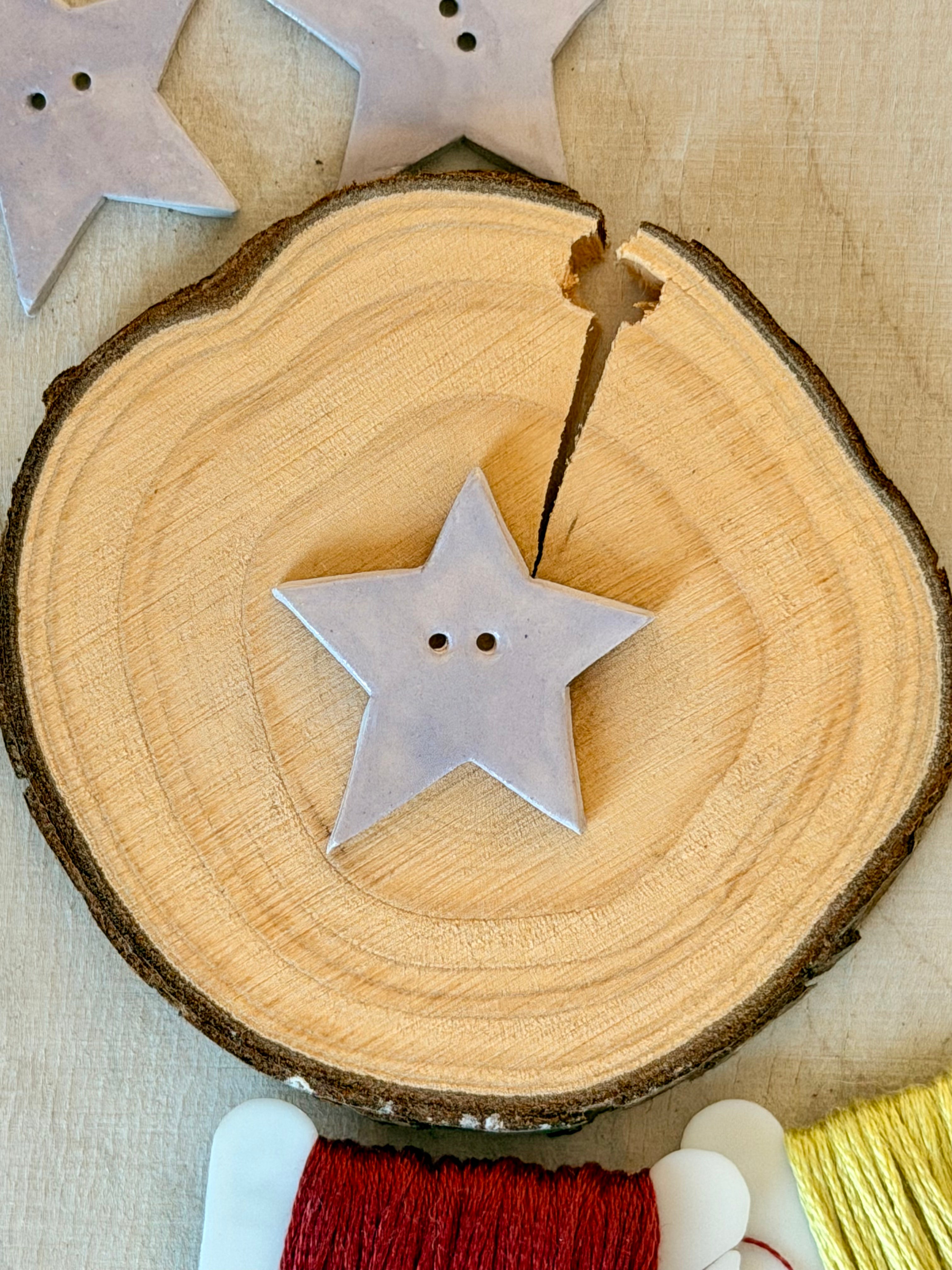 Handmade Ceramic Button for Cross Stitch – Violet Star Big