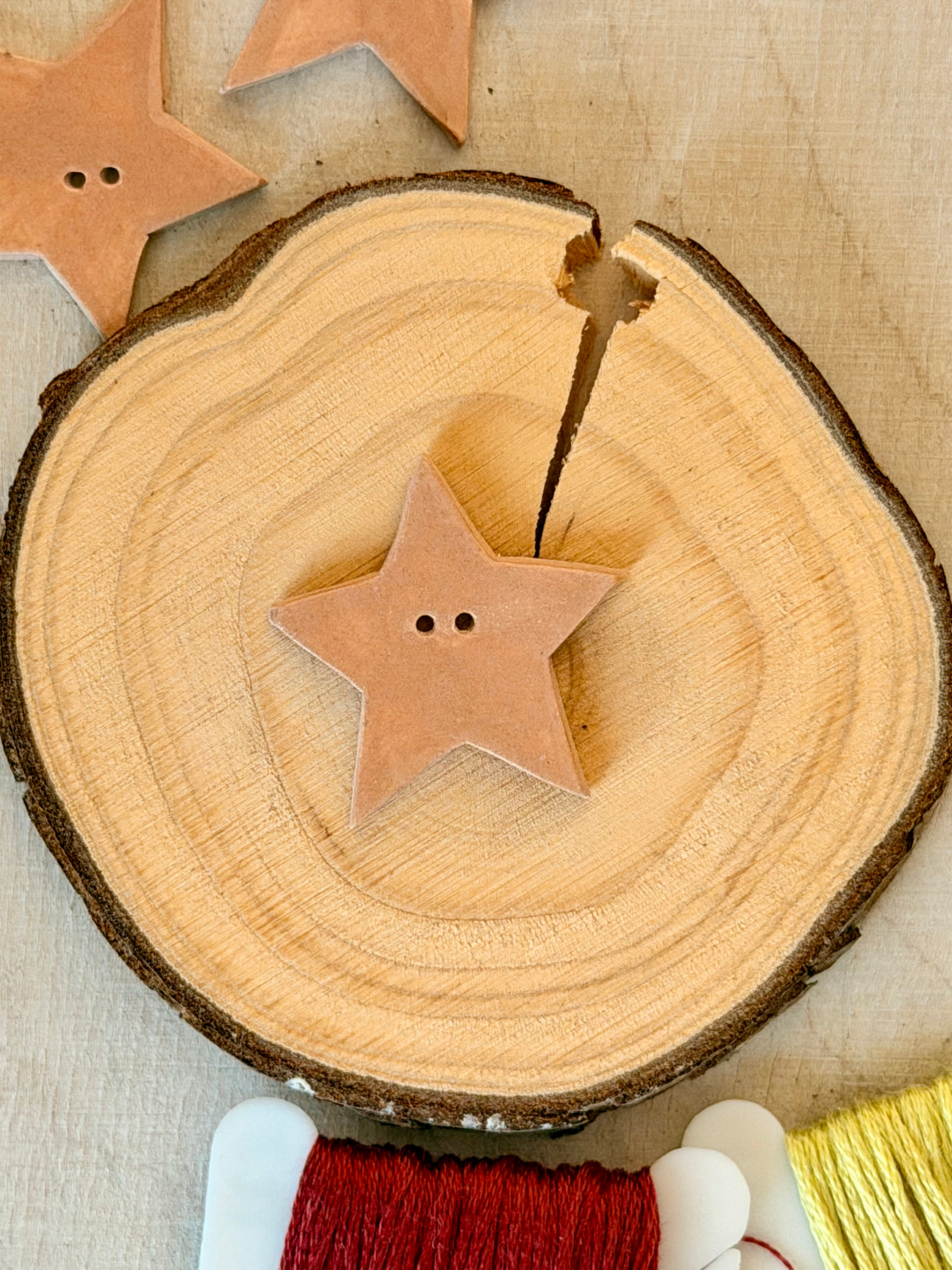 Handmade Ceramic Button for Cross Stitch – Pink Star Big