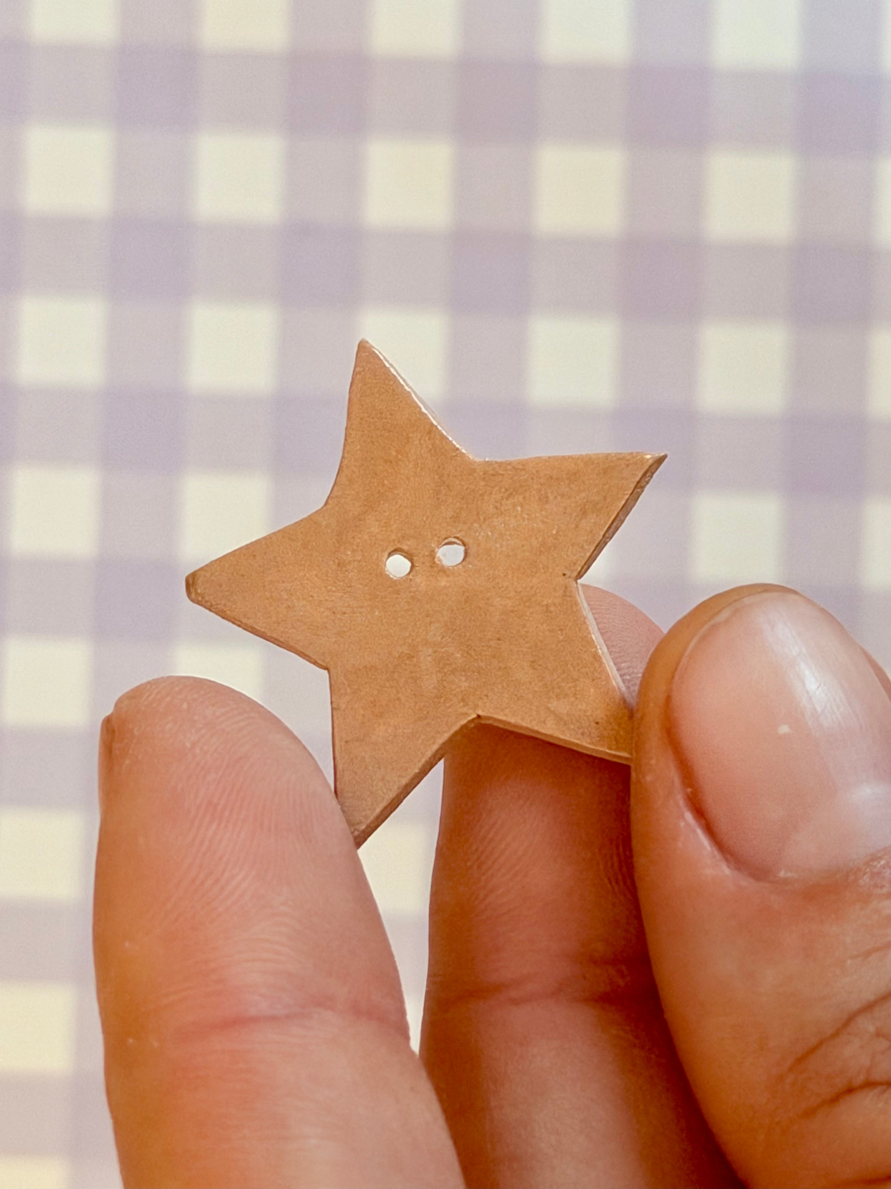 Handmade Ceramic Button for Cross Stitch – Pink Star Big