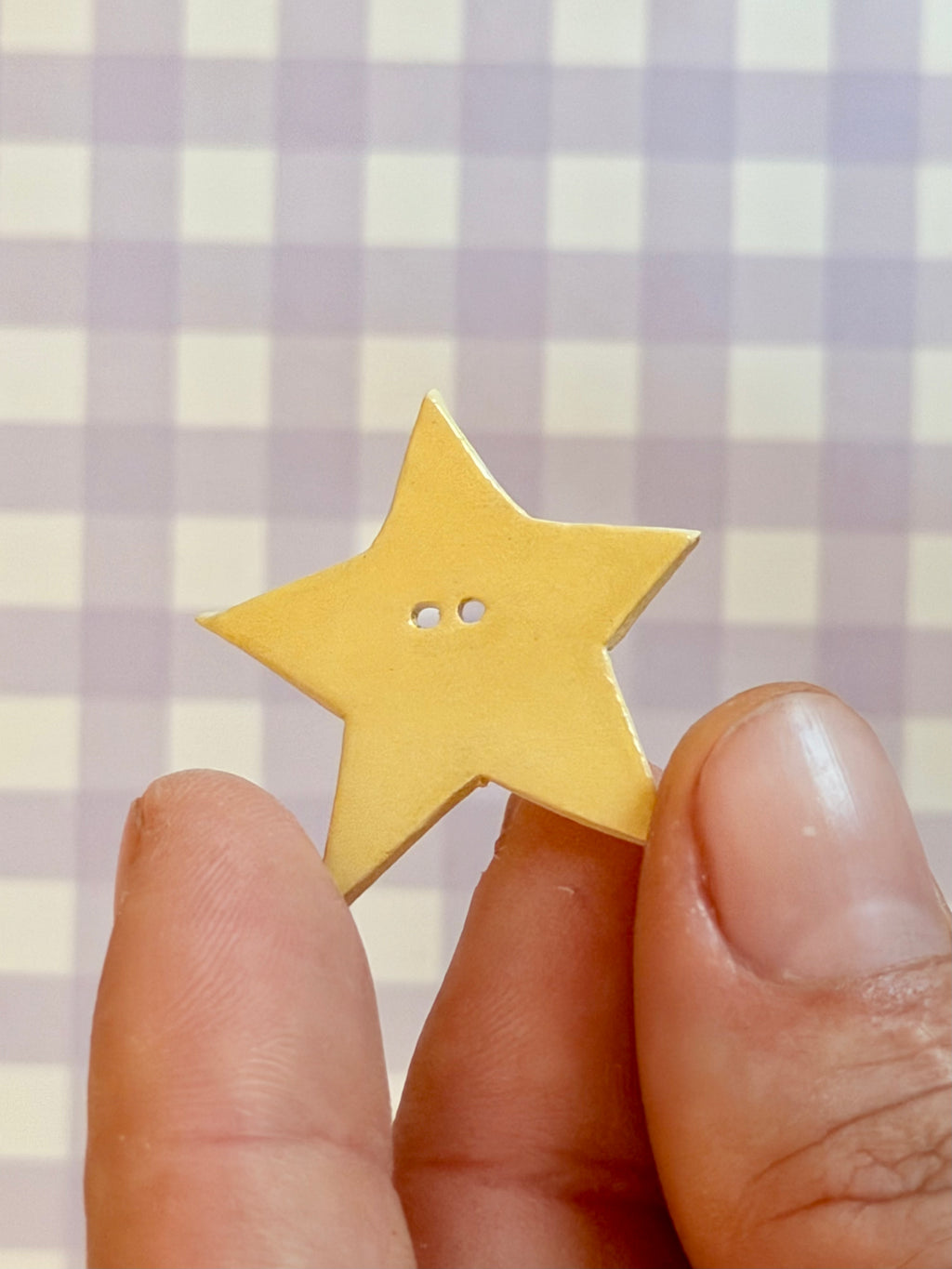 Handmade Ceramic Button for Cross Stitch – Yellow Star Big