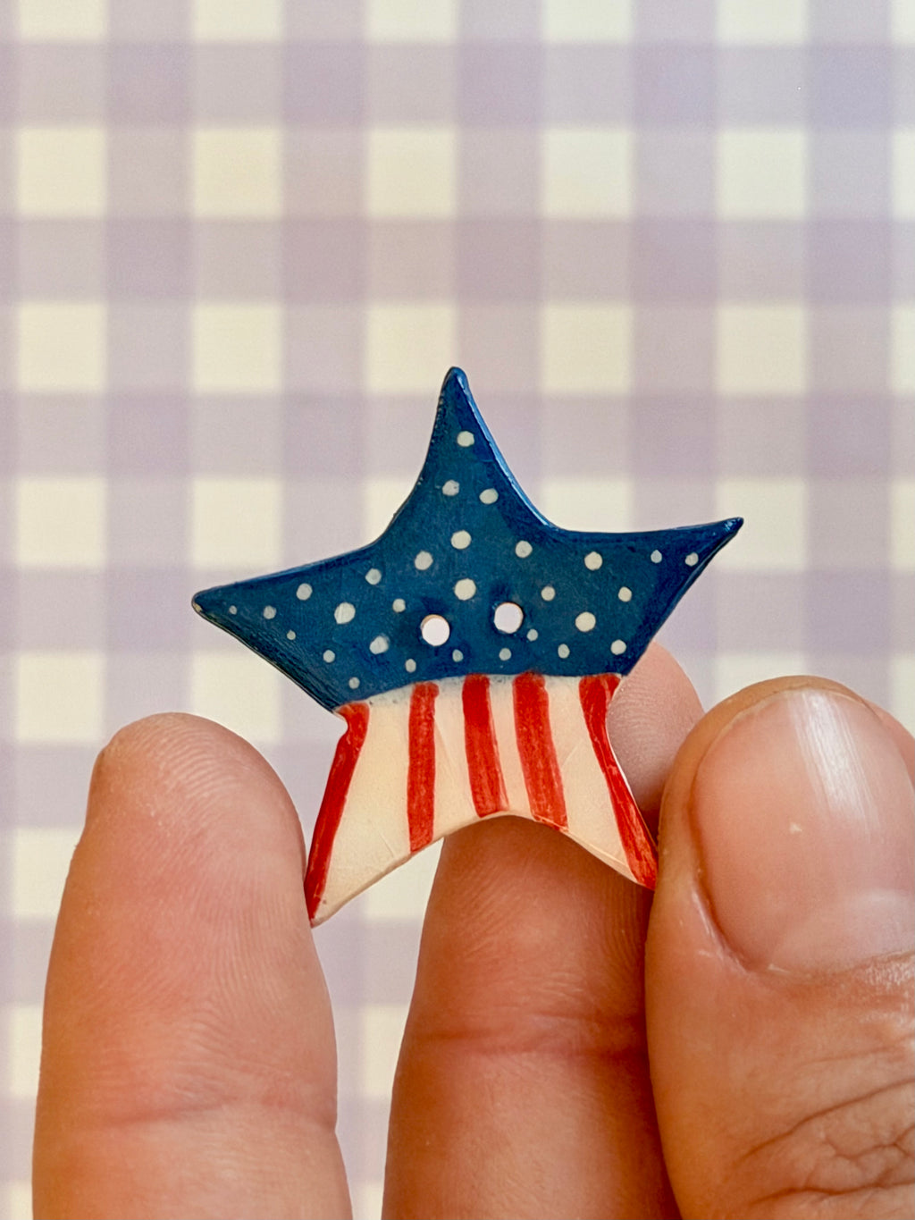 Handmade Ceramic Button for Cross Stitch – American Star Big