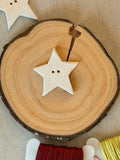 Handmade Ceramic Button for Cross Stitch – White Star Big