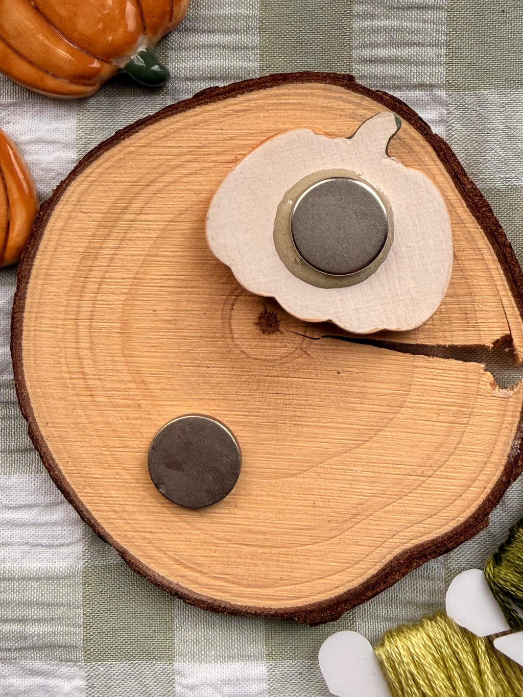 Handmade Ceramic Needle Minder – Big Pumpkin