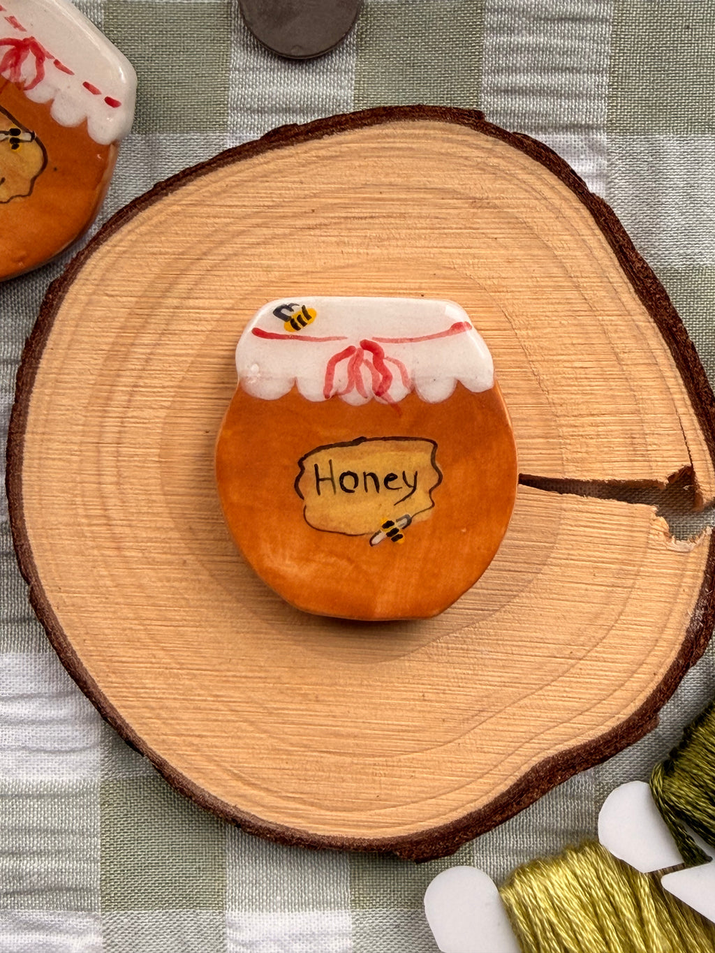 Handmade Ceramic Needle Minder – Honey Pot