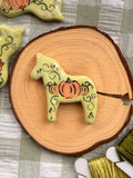 Handmade Ceramic Needle Minder – Autumn Horse