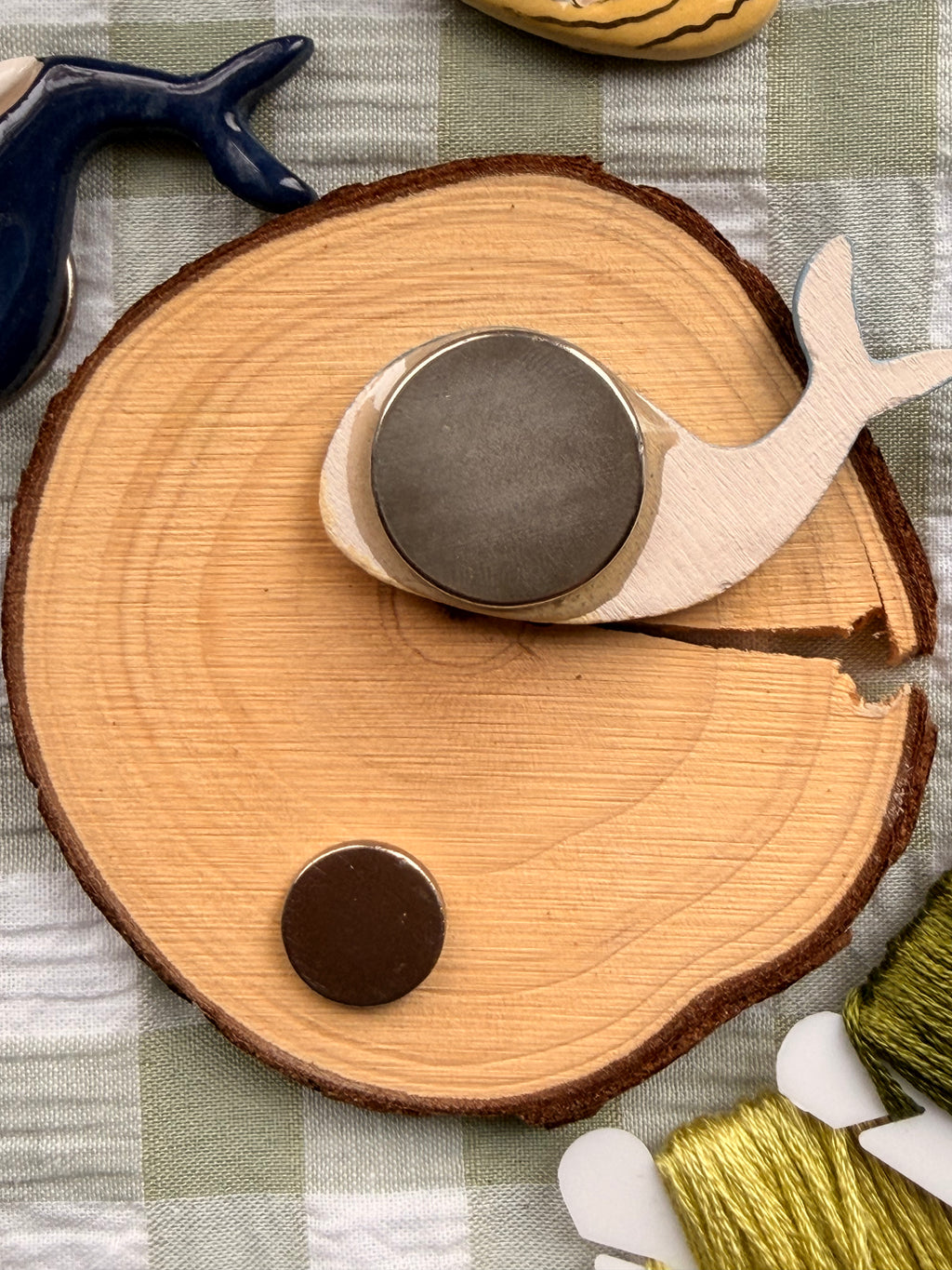 Handmade Ceramic Needle Minder – Blue Wheal