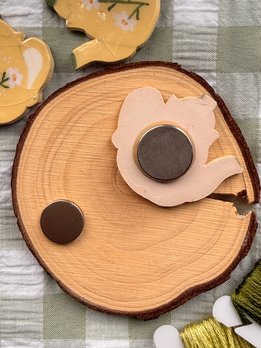 Handmade Ceramic Needle Minder – Yellow Teapot