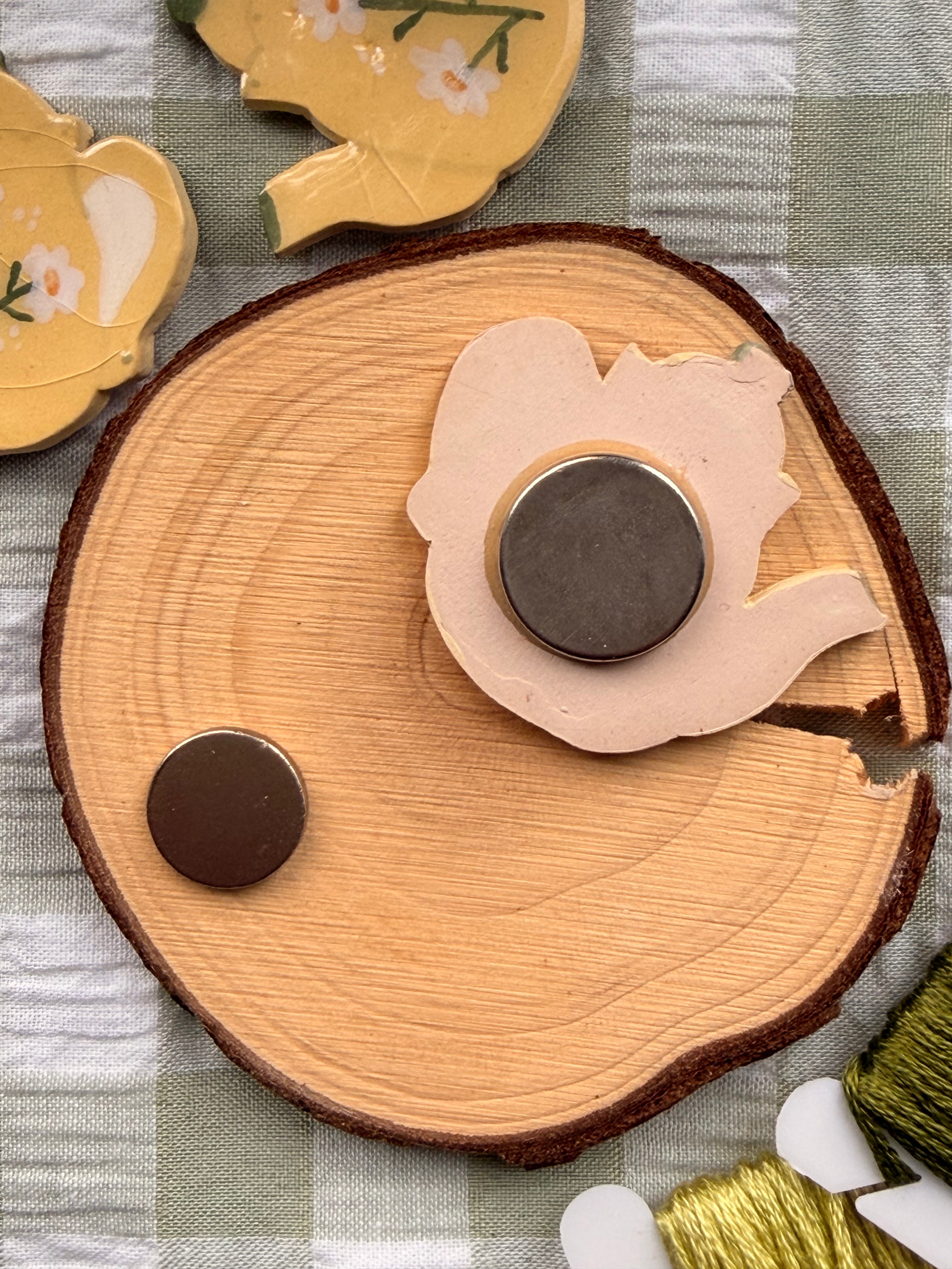 Handmade Ceramic Needle Minder – Yellow Teapot
