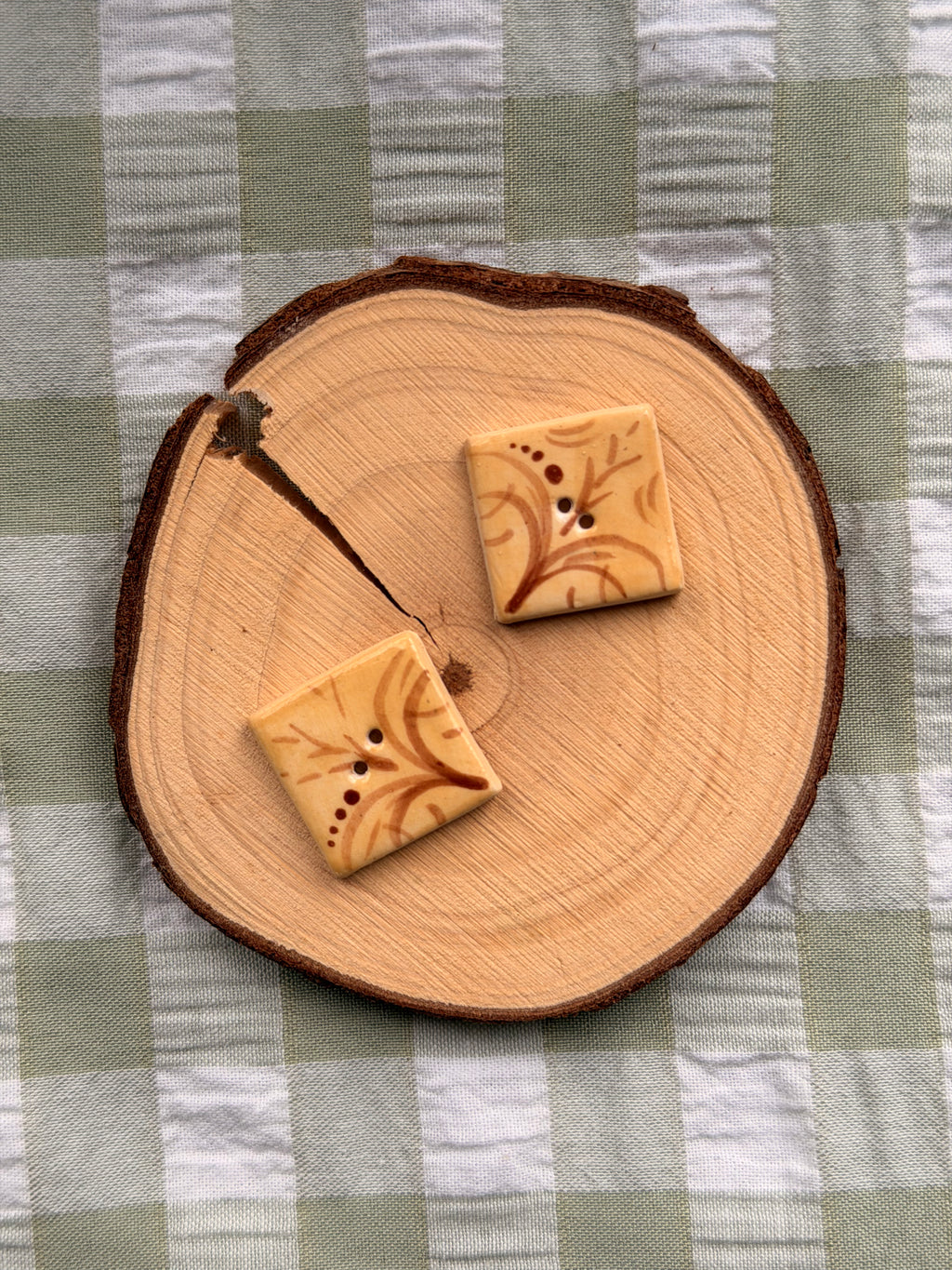 Handmade Ceramic Buttons Set of 2 – Alternative for Mill Hill Harvest Trio