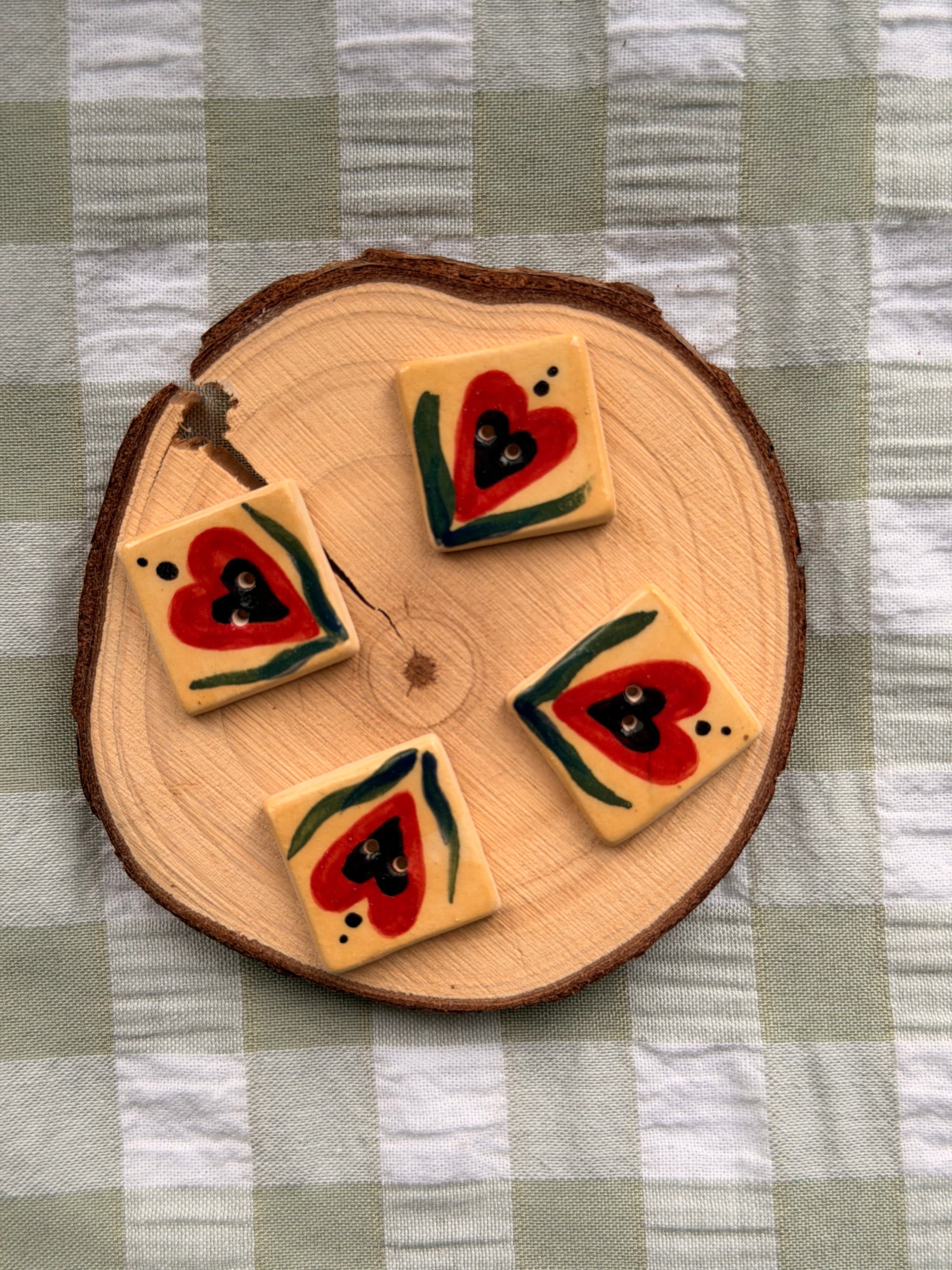 Handmade Ceramic Buttons Set of 4 – Alternative for Mill Hill Santa's Workshop Jim Shore