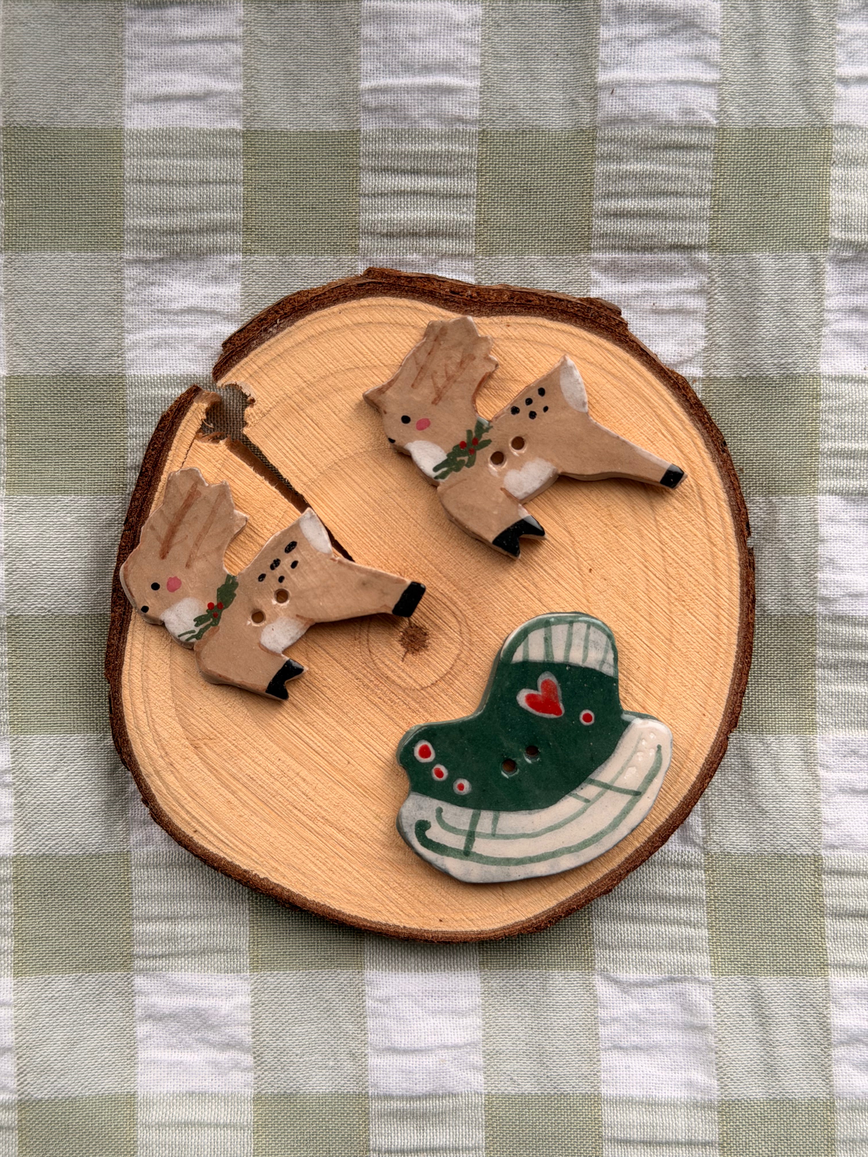 Handmade Ceramic Buttons Set of 3 – Alternative for Mill Hill Christmas Village