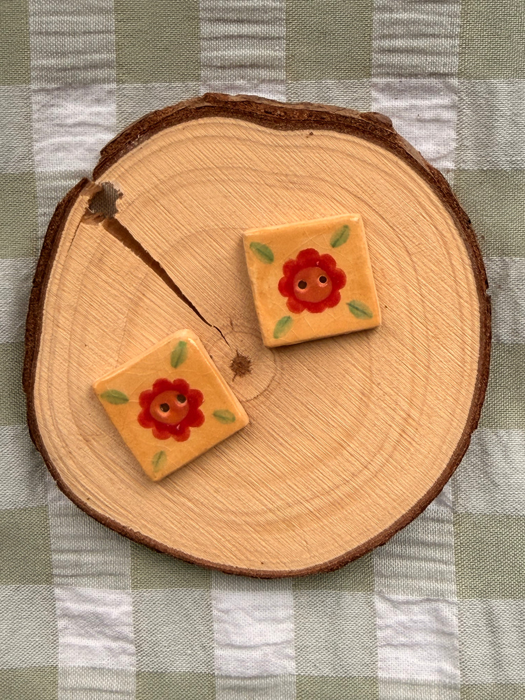 Handmade Ceramic Buttons Set of 2 – Alternative for Mill Hill Welcome Jim Shore