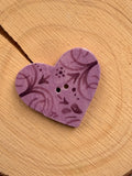 Handmade Ceramic Button for Cross Stitch – Violet Heart