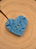 Handmade Ceramic Button for Cross Stitch – Blue Heart