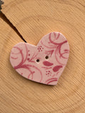 Handmade Ceramic Button for Cross Stitch – Pink Heart