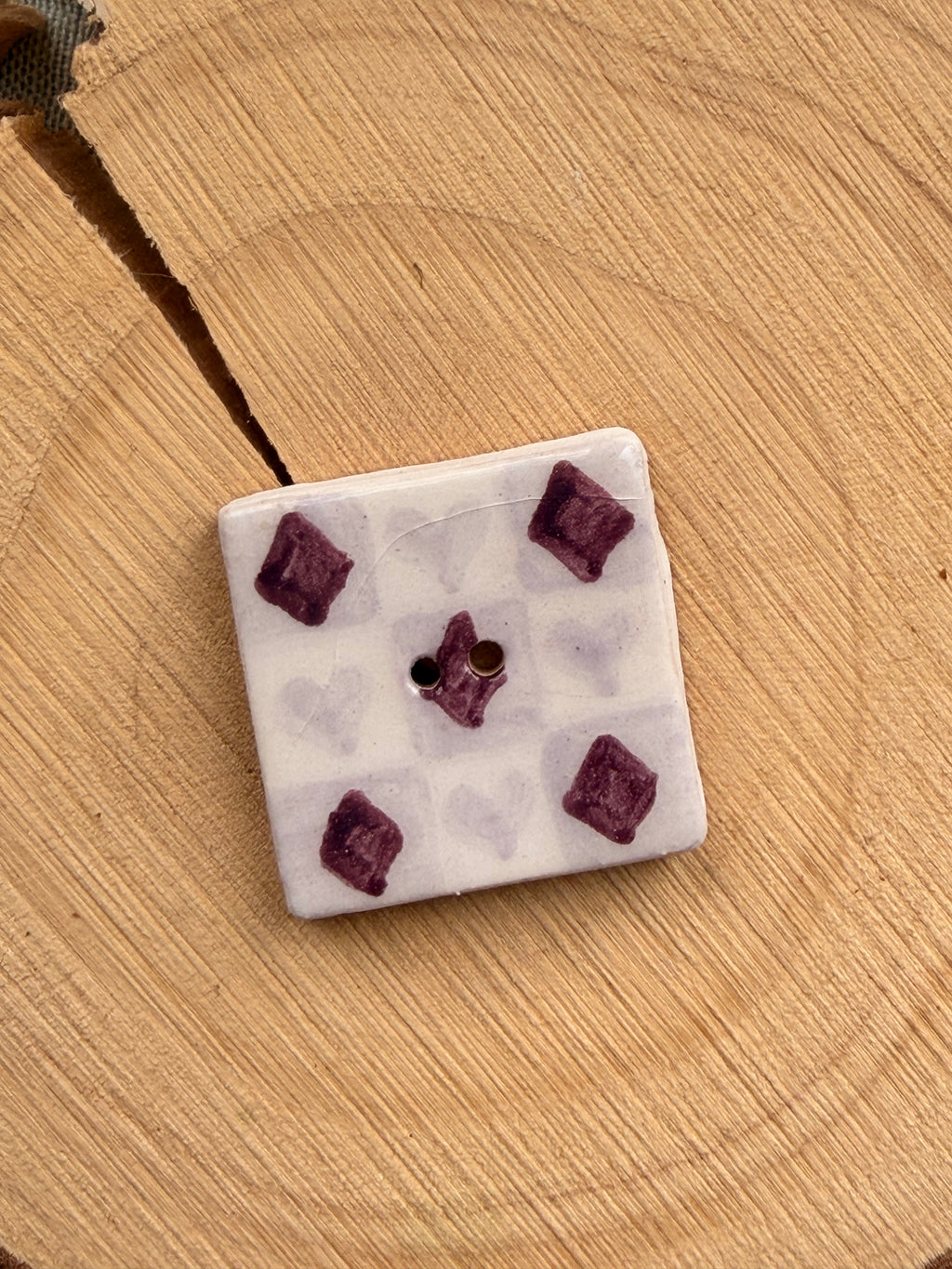 Handmade Ceramic Button for Cross Stitch – Card Suits Violet