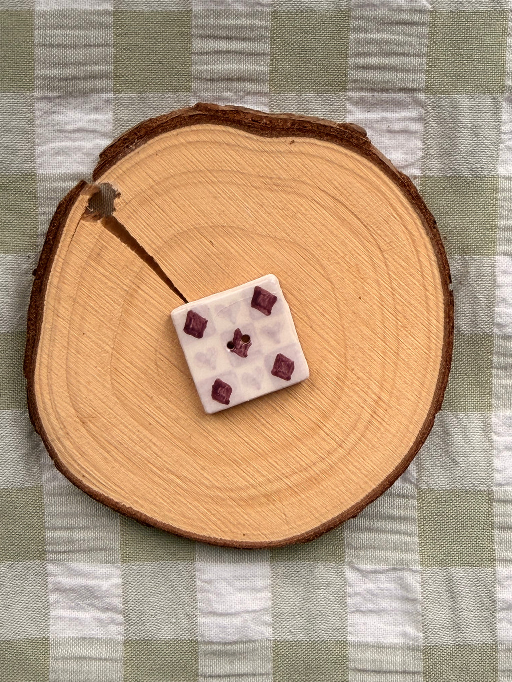 Handmade Ceramic Button for Cross Stitch – Card Suits Violet