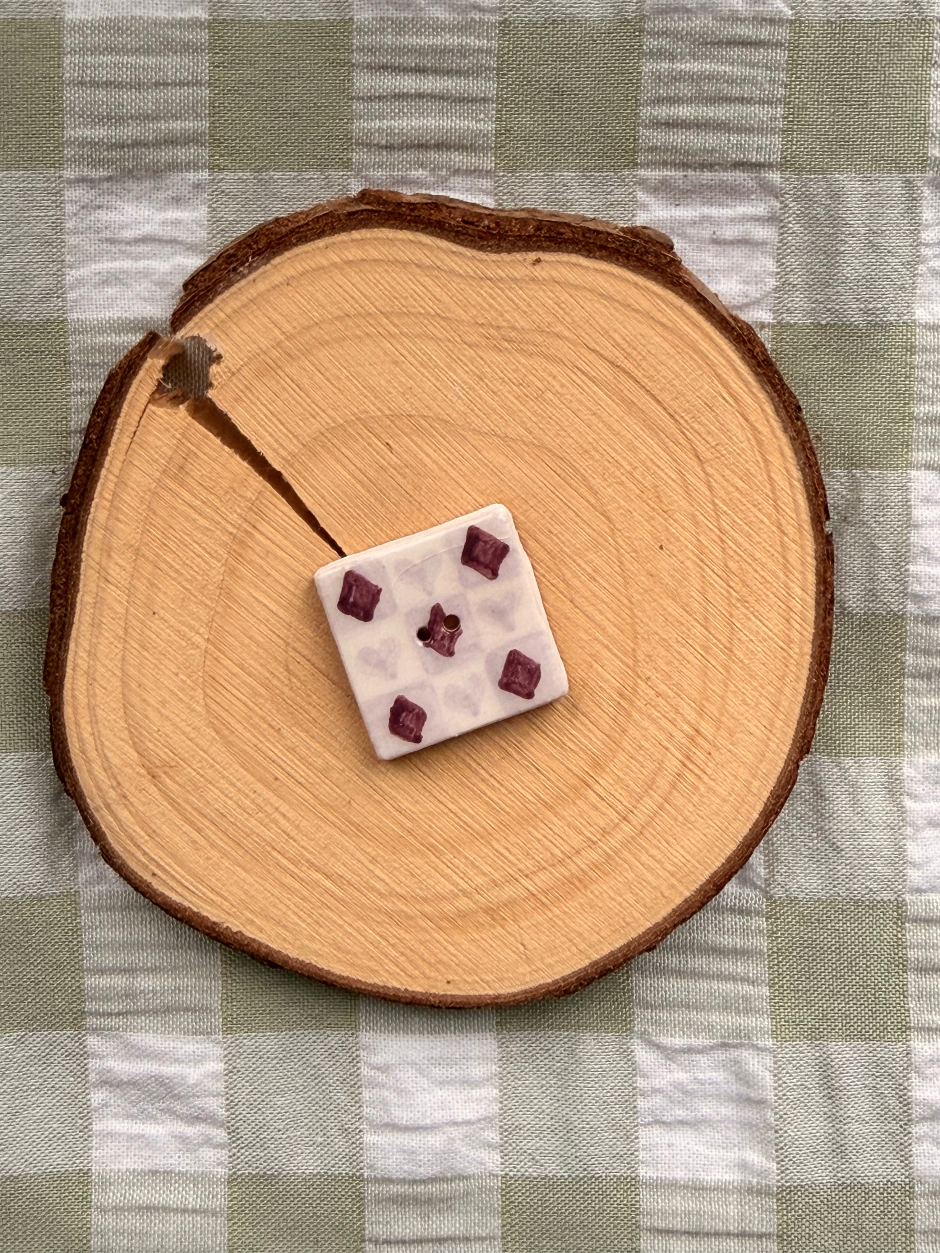 Handmade Ceramic Button for Cross Stitch – Card Suits Violet