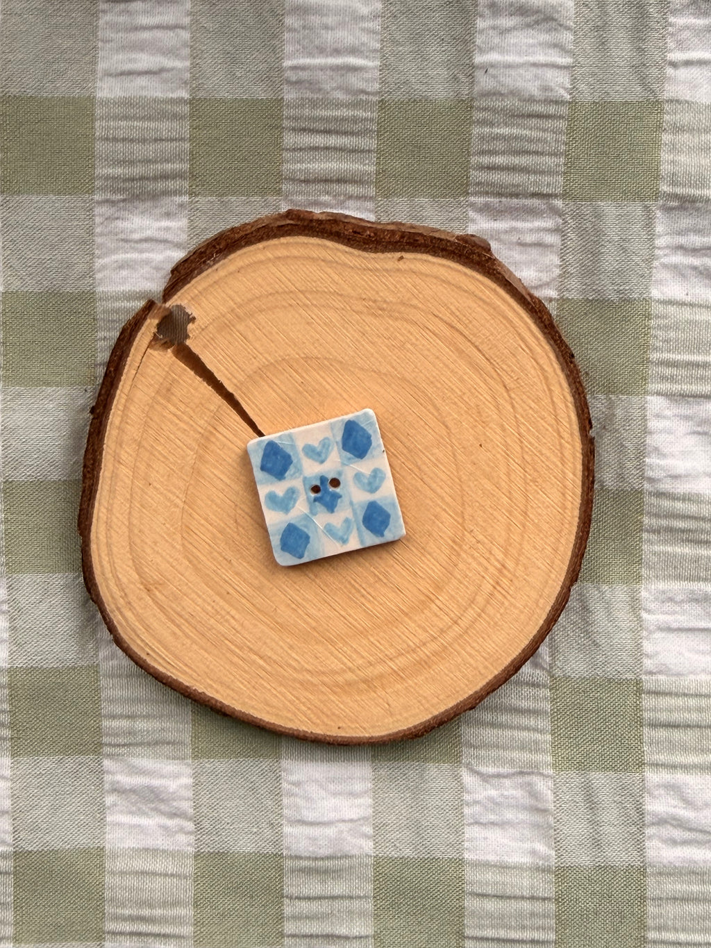 Handmade Ceramic Button for Cross Stitch – Card Suits Blue