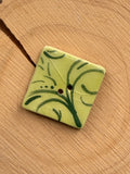 Handmade Ceramic Button for Cross Stitch – Green Pattern