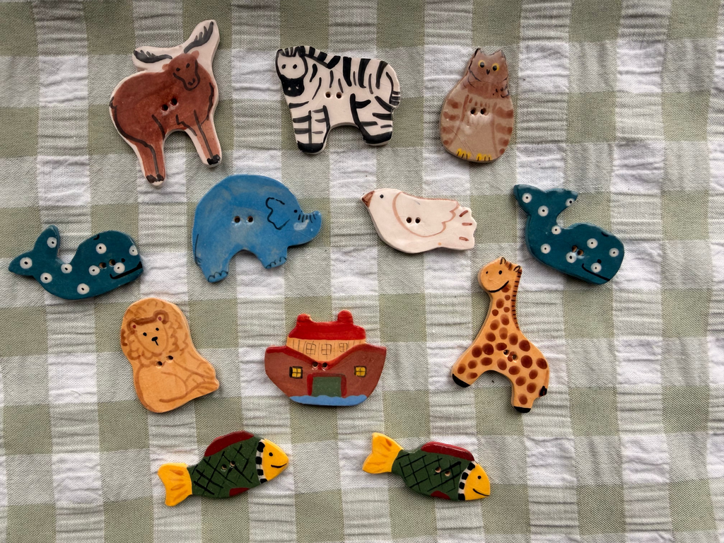 Handmade Ceramic Buttons Set of 12 – Alternative for Mill Hill Noah's Ark